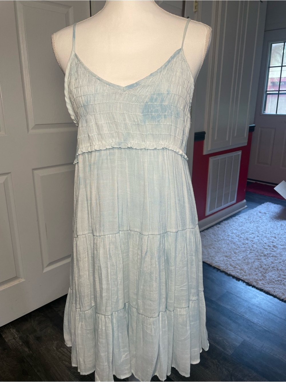 Peach Love California Light Blue Tiered Strapless Slip Dress